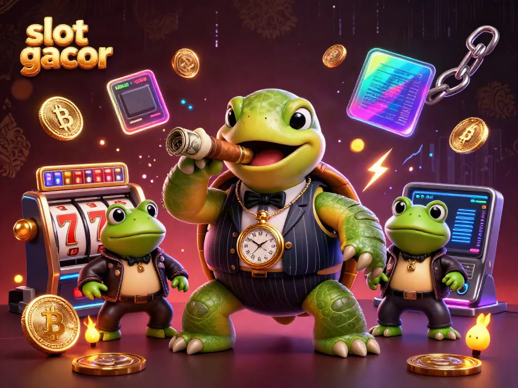 Experience thrilling gameplay with slot gacor featuring a lively snapping turtle and dynamic casino elements.