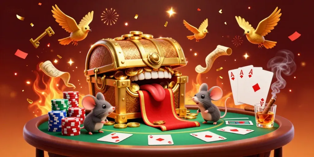 Engage with Hitclub's vibrant poker scene featuring golden treasures and thrilling gameplay elements.