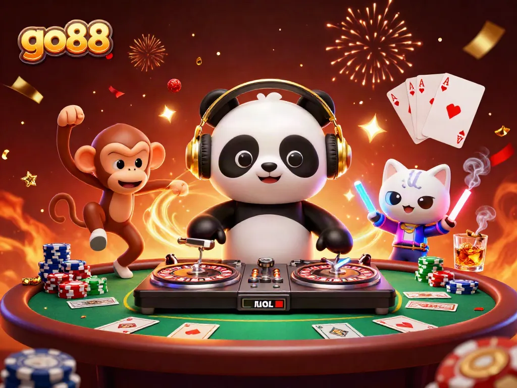 go88 mang đến trải nghiệm sòng bạc với DJ gấu trúc và các yếu tố đánh bài.