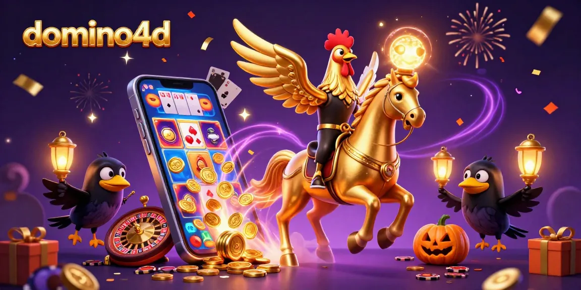 Mainkan domino4d dengan fitur menarik dalam ilustrasi kasino yang meriah dan penuh aksi.