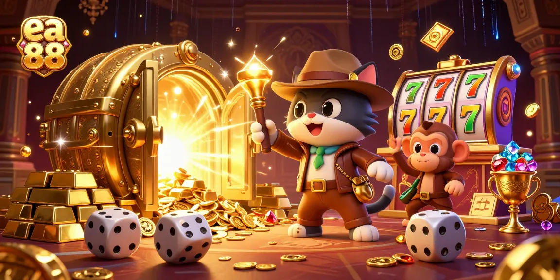 Experience the excitement of winning at ea 88 with vibrant casino elements in 3D.