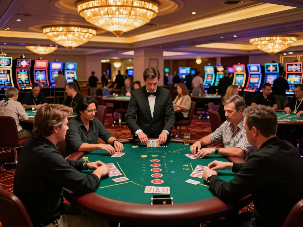 GG88 players engaged in intense poker gameplay at a luxurious casino venue