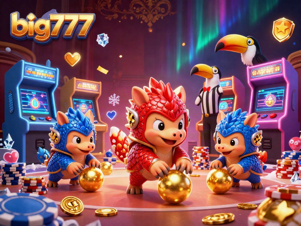 big777 menawarkan momen kasino yang menegangkan dengan pangolin berlaga di antara tumpukan chip poker.