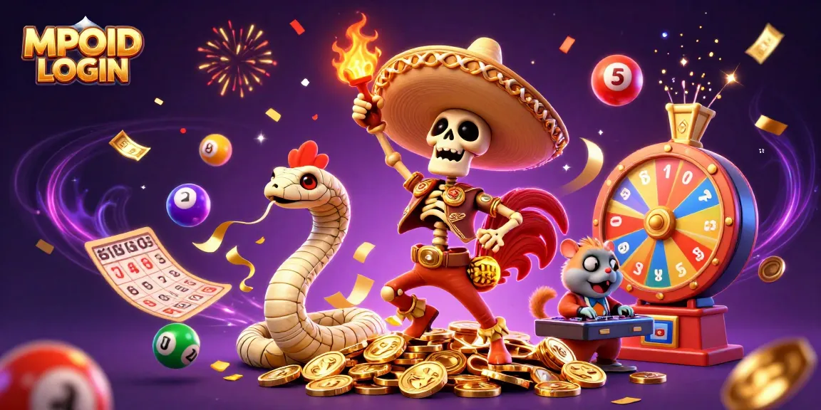 Experience the excitement of MPOID LOGIN with dynamic casino-themed characters and vibrant game elements.
