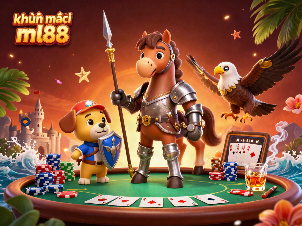 Experience the excitement of khuyến mãi ml88 with a vibrant poker scene featuring unique characters and rich casino elements.