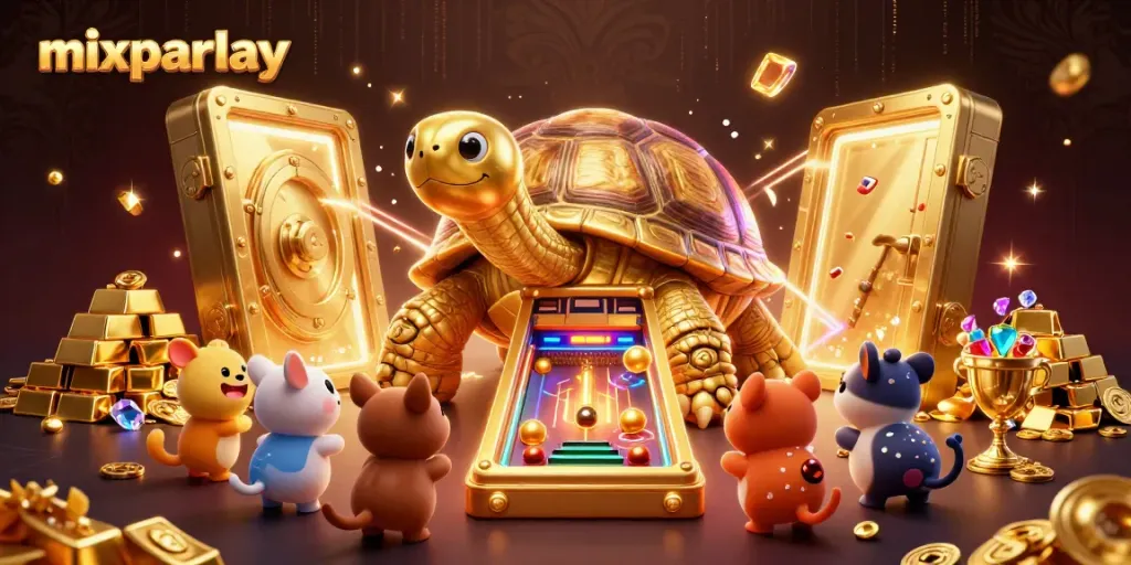 Gambarkan momen menyenangkan memicu keberuntungan pada mixparlay dengan karakter unik dan elemen kasino yang menakjubkan.