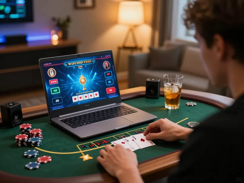 Engaging in live dealer blackjack on https://ok904.com/ from a stylish home office setup.