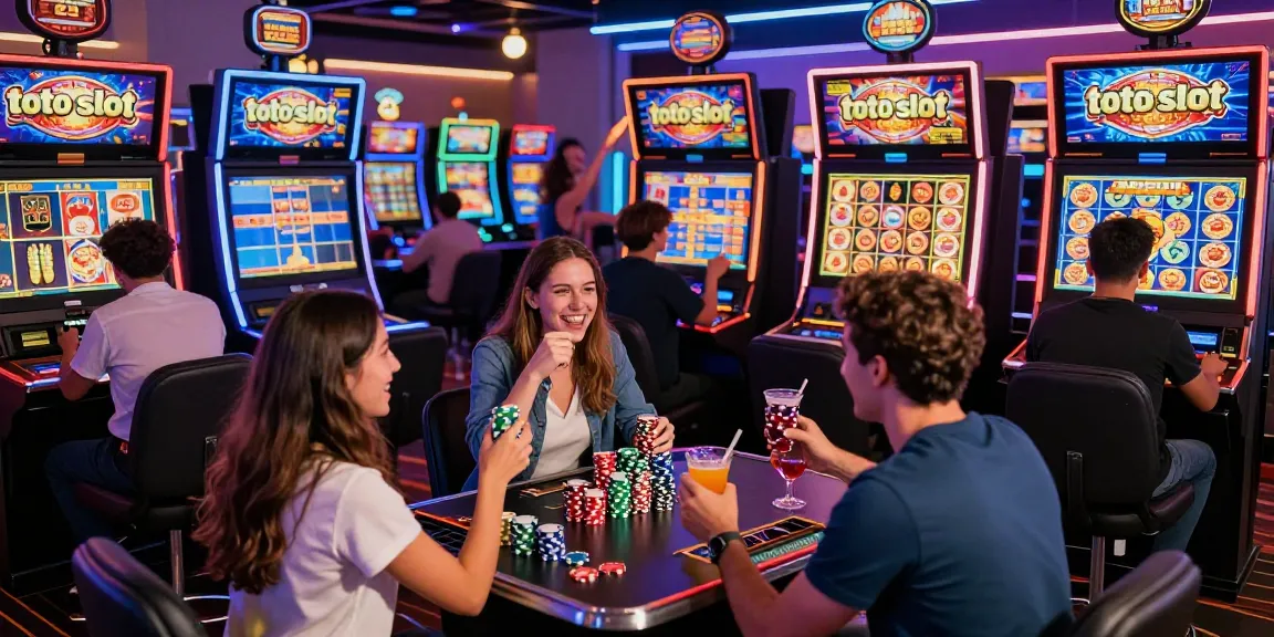 Exciting scene of players enjoying the toto slot gaming experience with vibrant displays and celebratory atmosphere.