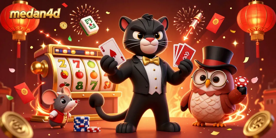 menang di medan4d dengan kartu yang dibagikan oleh panther yang stylish bersama pasangan owl dan mouse
