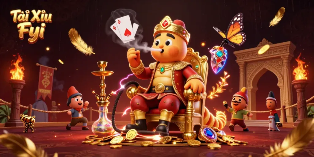 Experience thrilling gameplay with Tài Xỉu Fyi as a caterpillar hookah-master and mesmerizing casino elements.