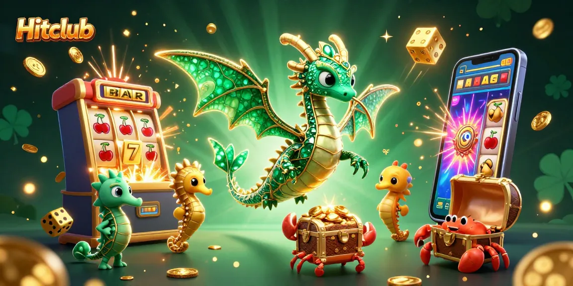 Hitclub captivates with an emerald sea dragon, jackpot elaborations, and vibrant casino elements.