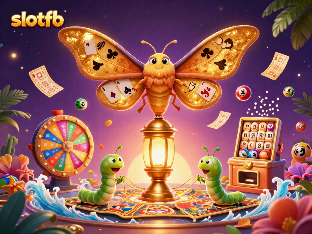 Join the excitement at slotfb with a vibrant 3D casino scene full of dynamic lottery elements and captivating characters.