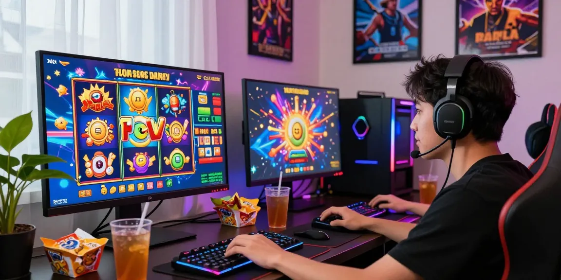 Exciting player engaging with slot gacor games in a vibrant gaming setup.