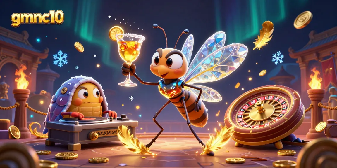 Engage with gmnc10 in a vibrant 3D casino scene featuring interactive elements and lively characters.