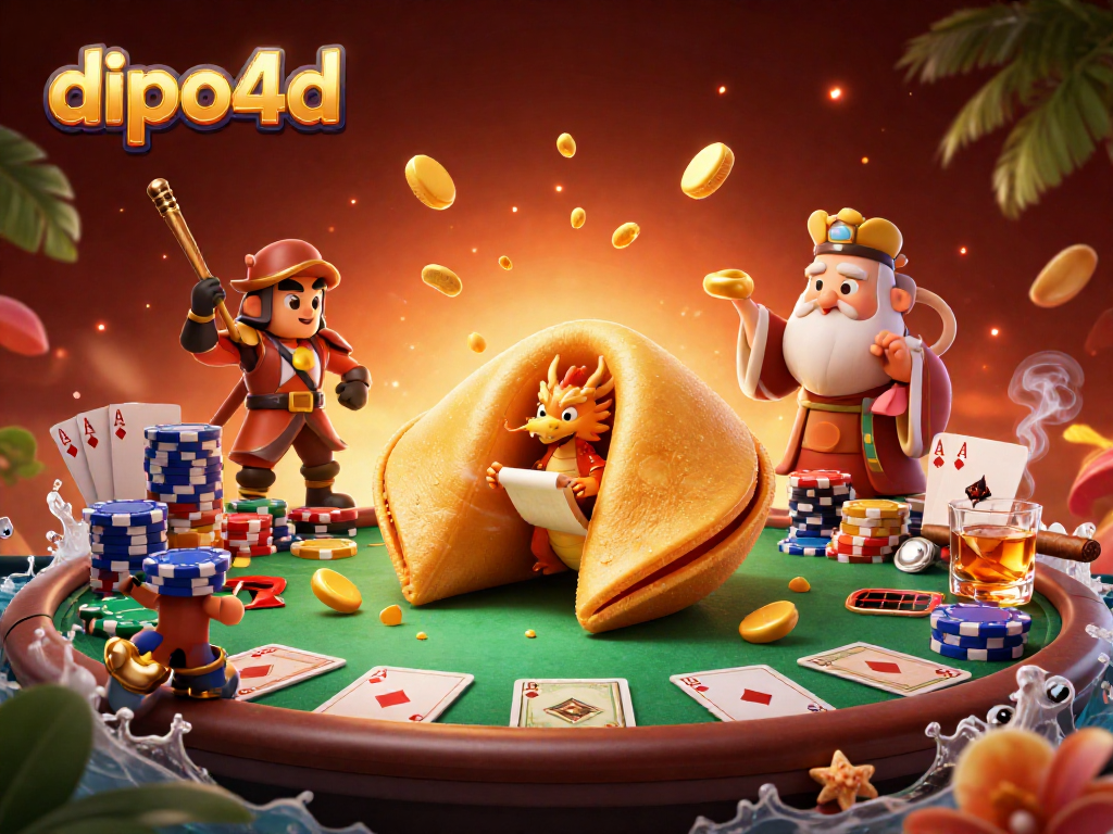 Experience gaming excitement as dipo4d players encounter fortune cookies and poker elements in action.