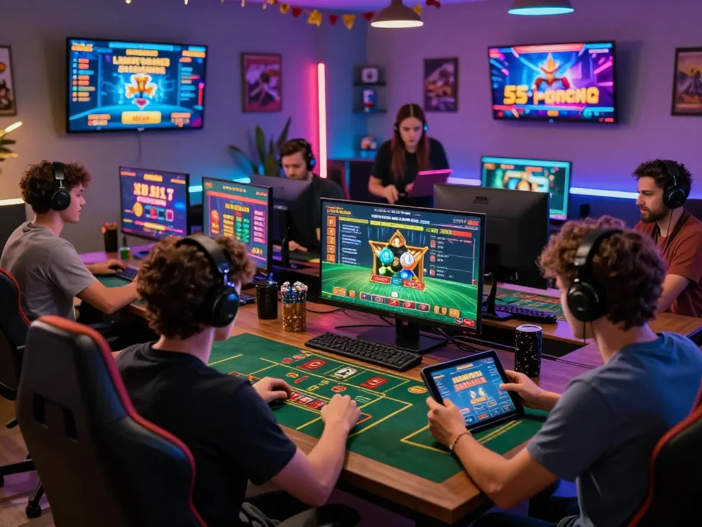 Engaging online gaming scene showcasing players at RR88 immersed in sports betting and live casino games.