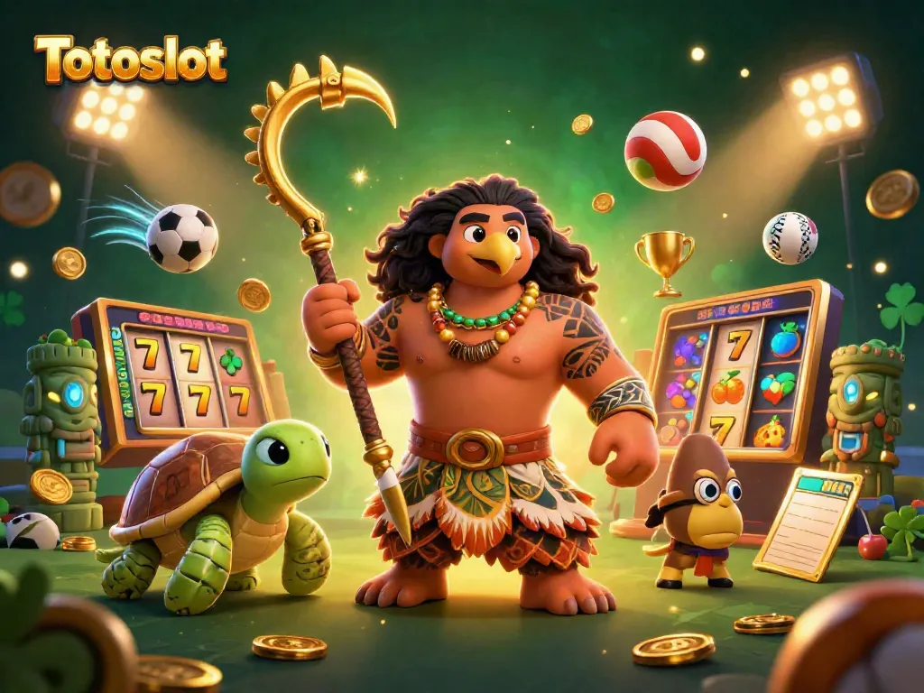 Menangkan permainan di Totoslot dengan ilustrasi kasino yang menarik dan energik.