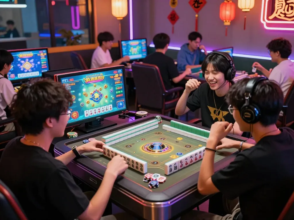 pengalaman gameplay sesi aman mahjong ways 2 dengan pemain antusias di meja digital di lounge permainan yang hidup