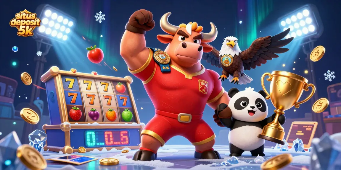 Spin to win at situs deposit 5k with vibrant slot-themed illustration showcasing energetic gaming action.