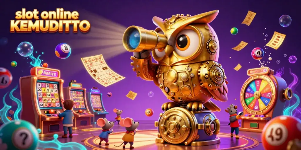 Memenangkan slot online KEMUDITOTO di kasino virtual dengan desain yang memukau dan beragam elemen permainan.