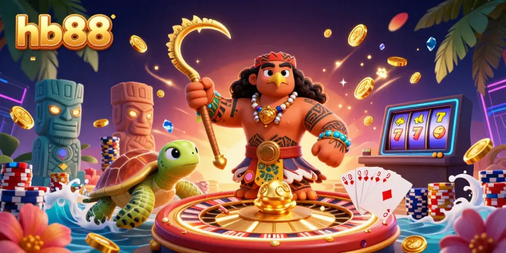 Experience top-tier gaming action at hb88 with spinning roulette, golden coins, and vibrant graphics.