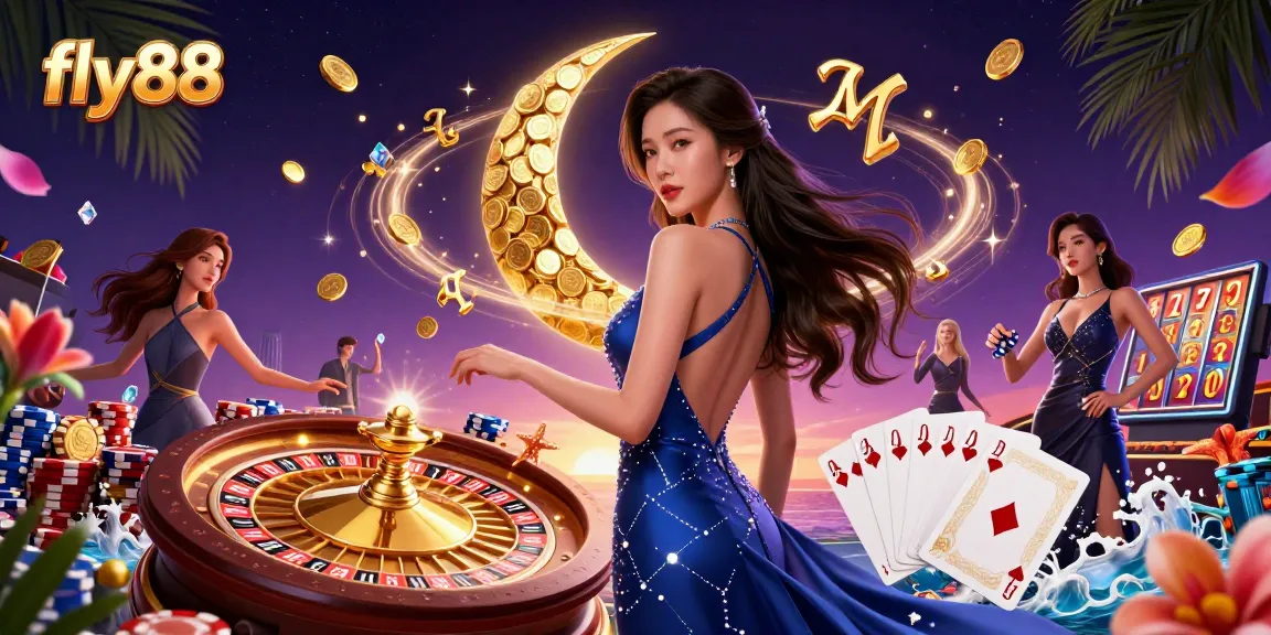 Experience the excitement of fly88 with a vibrant casino scene showcasing dynamic games and enchanting designs.