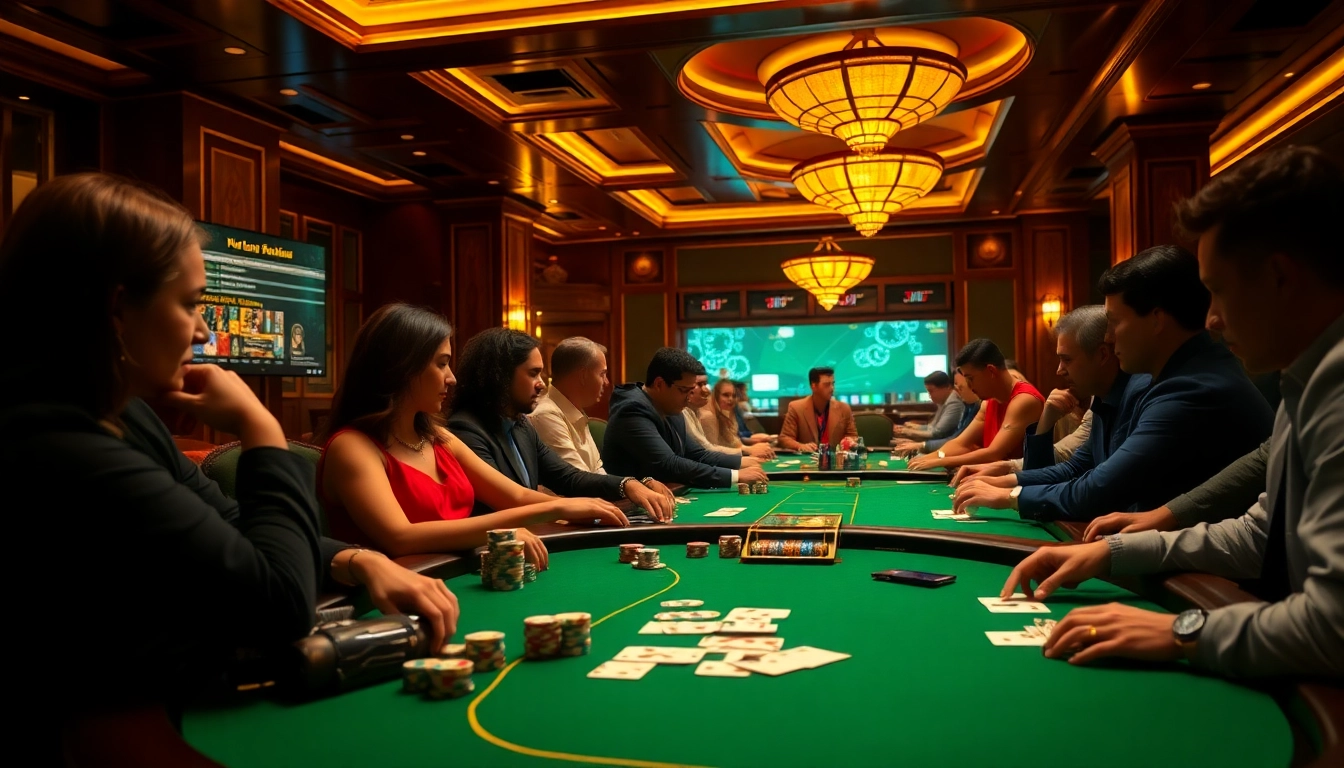Engage in thrilling idn poker online gameplay at luxurious casino poker tables with intense focus.