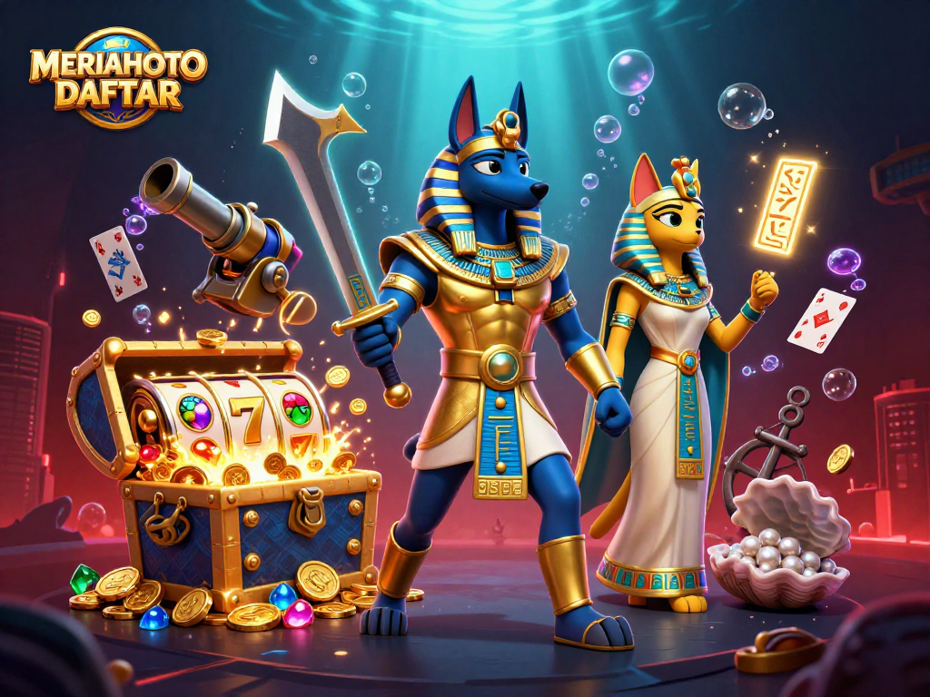 Ambil peluang menang dengan MERIAHTOTO DAFTAR dalam ilustrasi kasino 3D yang epik.