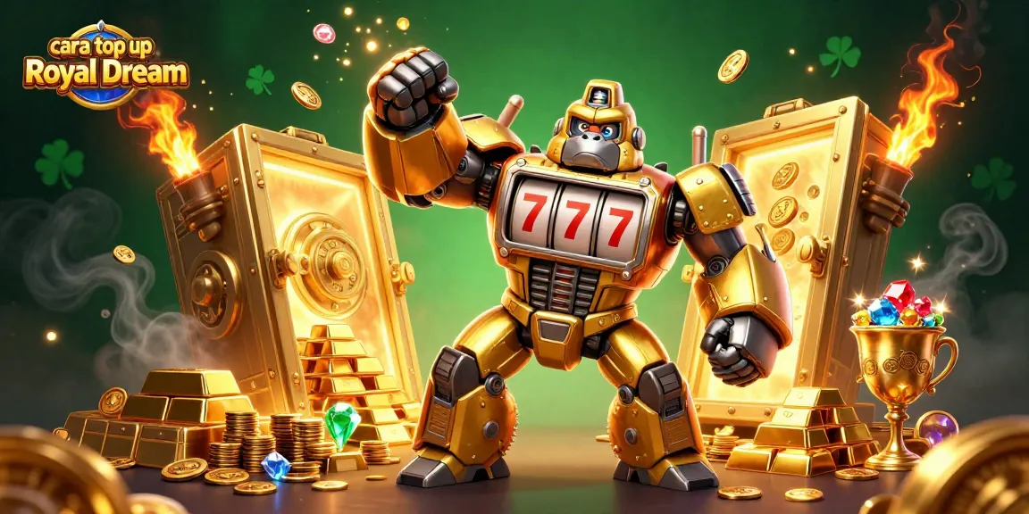 Experience cara top up Royal Dream with explosive wins and vibrant casino elements in this 3D illustration.