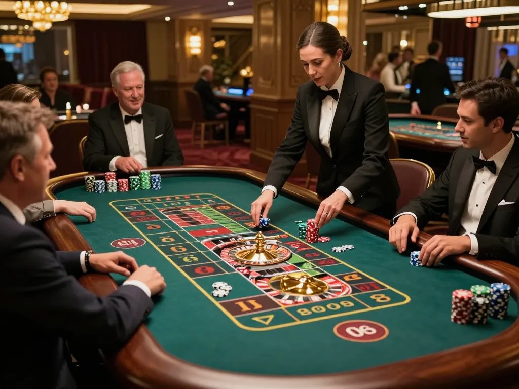 WW88 roulette table action with excited players placing bets in a luxurious casino setting.
