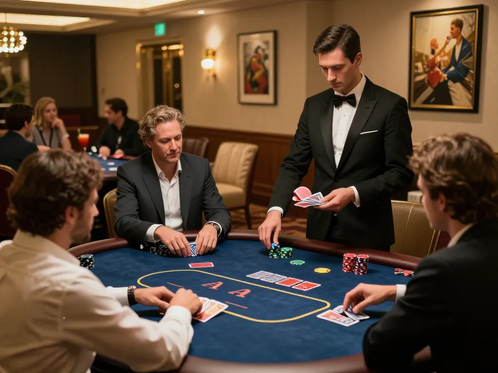 Experience high-stakes gameplay at net88's exclusive poker table in a luxurious casino