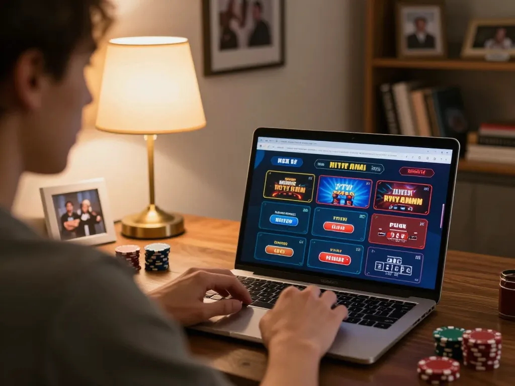 Menghadiri sesi poker online strategis di rumah dengan permainan kasino alexis500.