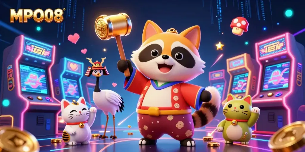 Experience the excitement of MPO08 as colorful characters celebrate with digital games