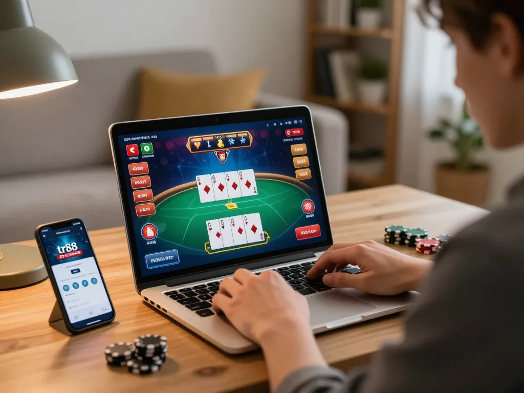 Experience đăng ký tr88 online poker gaming in a cozy setup with vibrant graphics and strategic play.