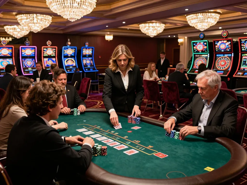Players strategizing at 98win's blackjack table with chips and cards visible