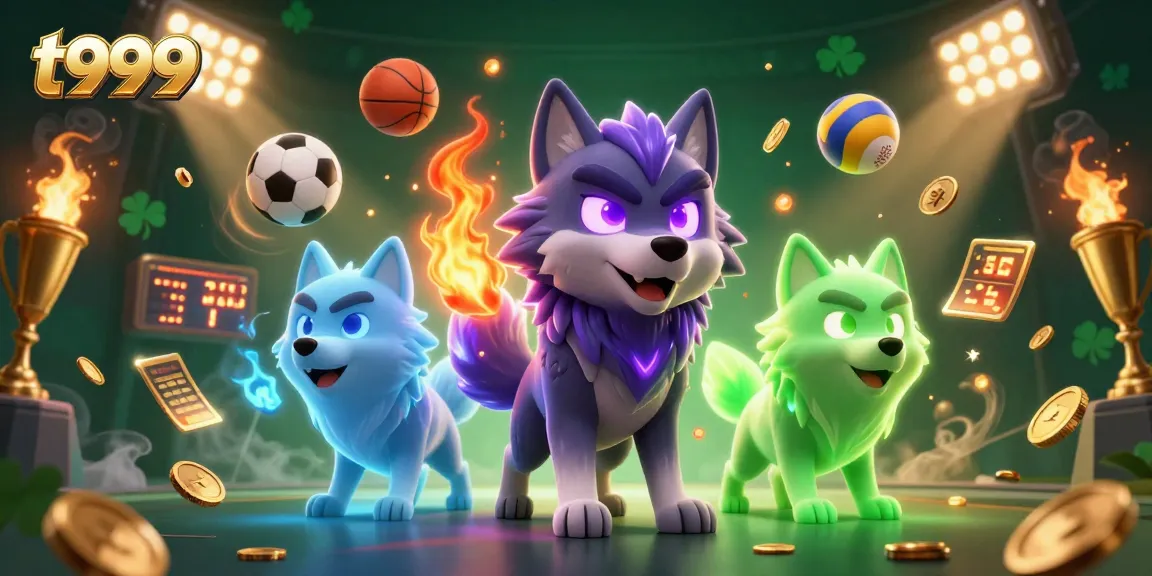T9999 elevates your betting experience with a dynamic 3D action scene of ghostly wolves and thrilling sports elements.