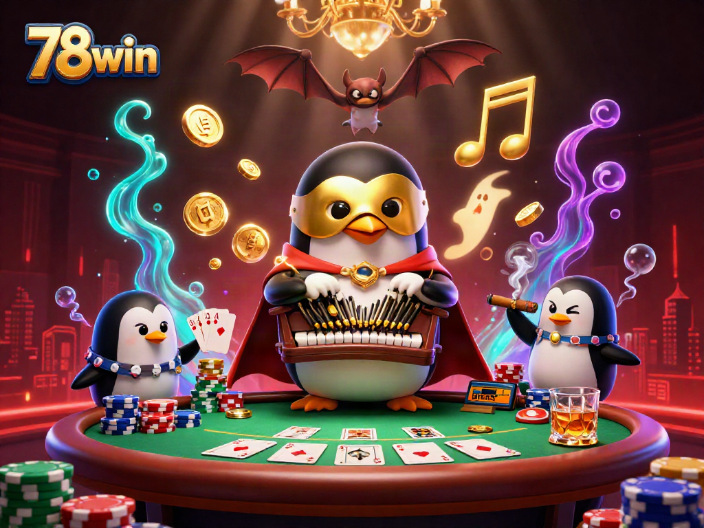 Experience thrilling moments at 78win with a vibrant casino scene featuring dynamic elements and characters.