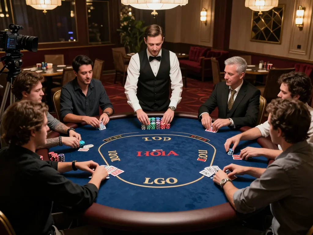 LGO GOAL poker players engaging in strategic gameplay at a luxurious casino table.
