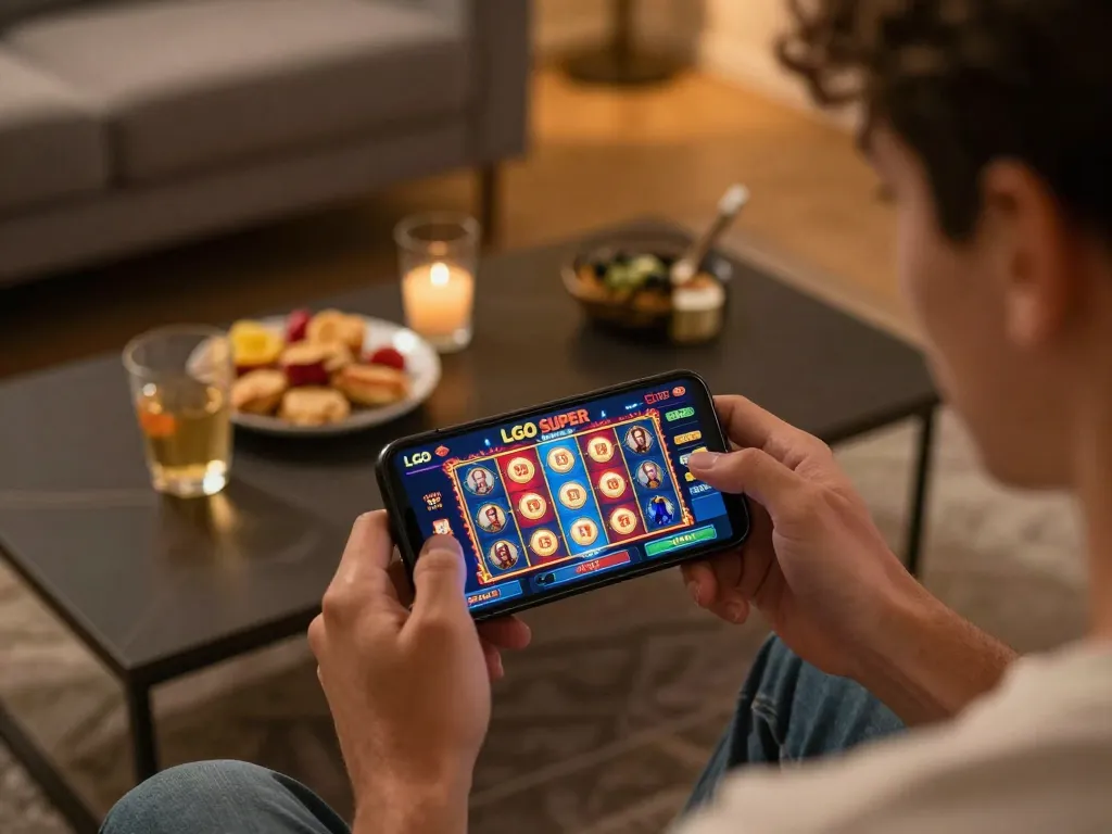Playing LGO SUPER on a smartphone for an exciting online casino experience at home