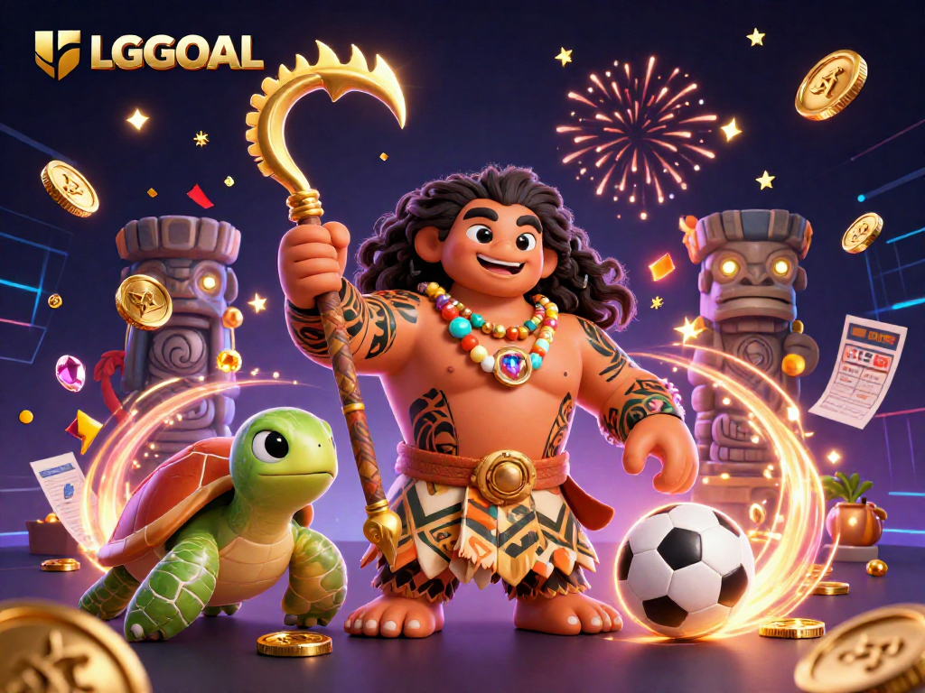 Experience thrilling sports betting strategies with LGOGOAL's dynamic representation of a Polynesian demigod and turtle.