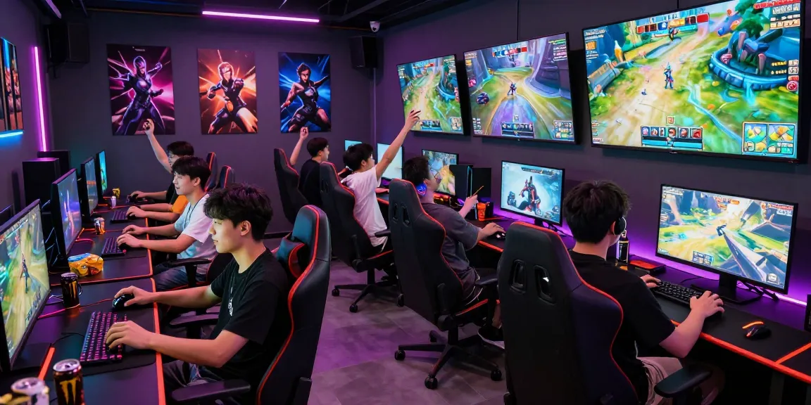 Suasana permainan IMBAJP yang dinamis dengan pemain yang beragam dan setup gaming canggih.