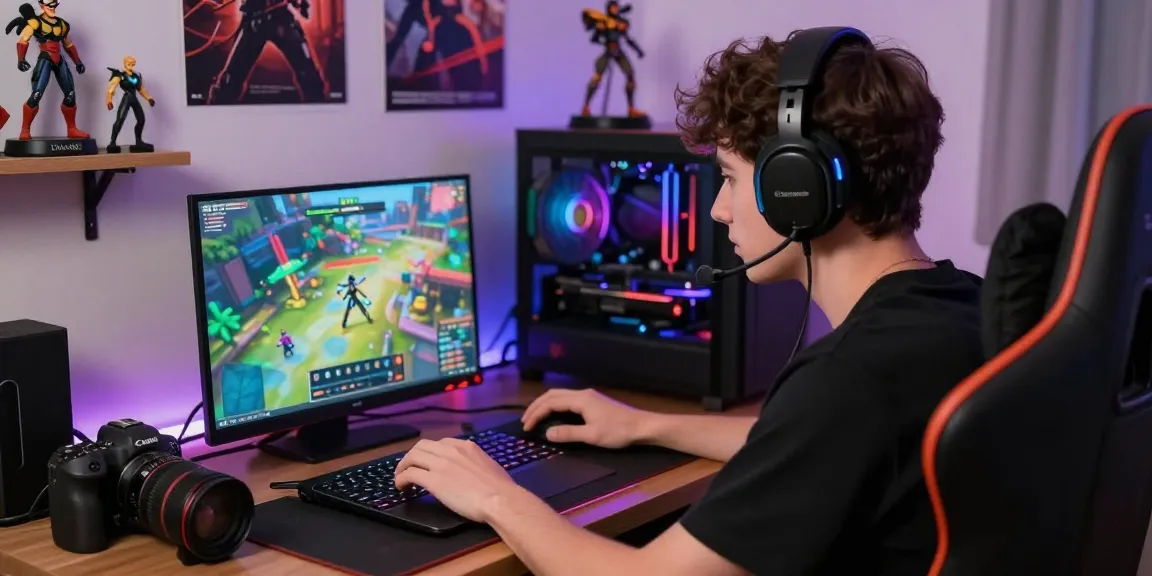 Engaged player enjoying CIKA4D online gaming experience in a vibrant gaming nook with colorful visuals.